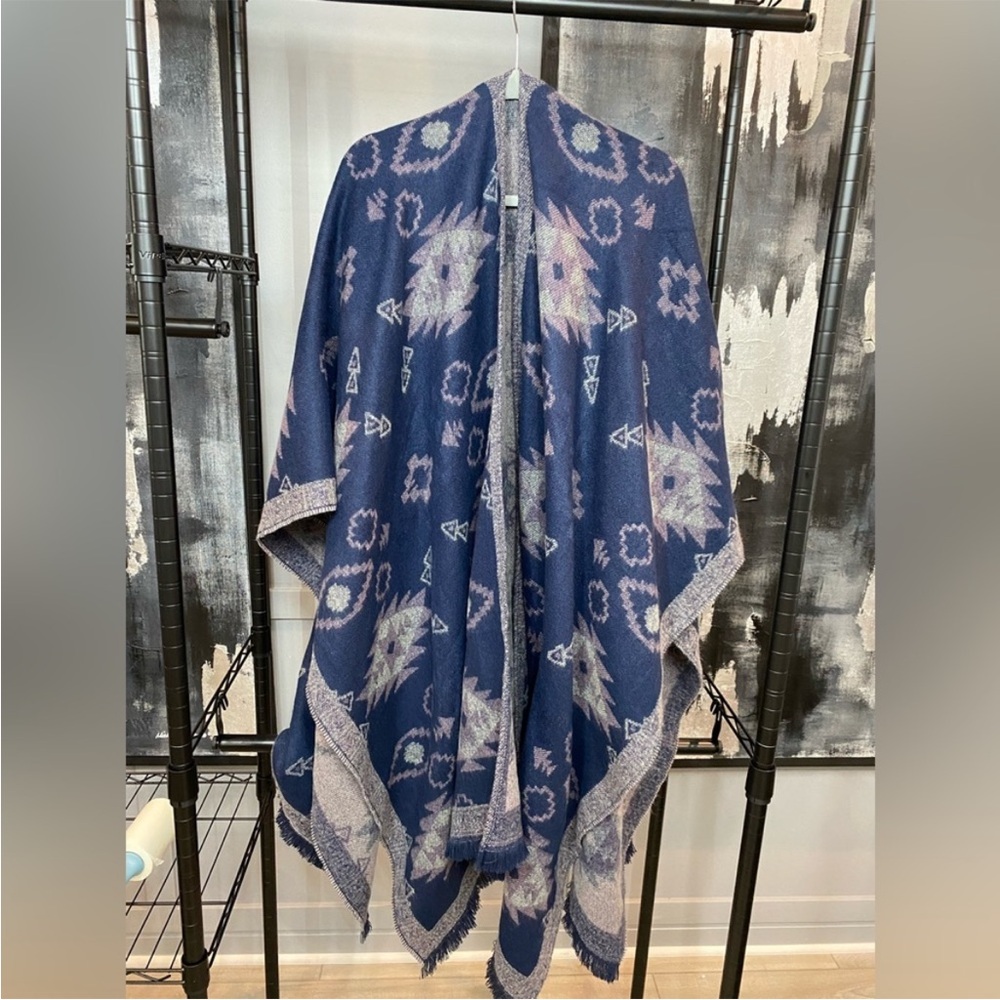 ASOS Blue Patterned Poncho